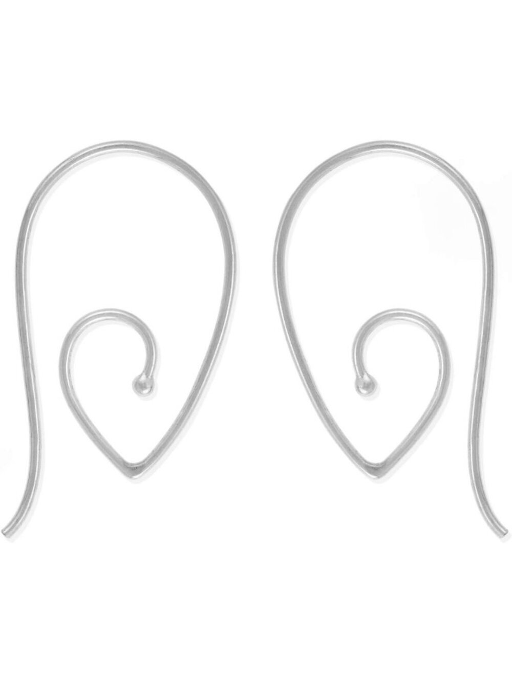 Sterling Silver Teardrop Spiral Pull-Through Wire Hoop Earrings - Elegant